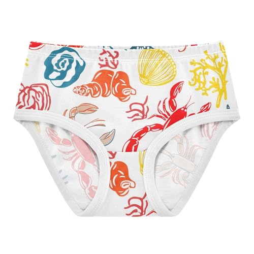 Colorful Lobsters White Toddler Underwear Floral 2t Cotton Panties Little Girl Cartoon Briefs Undies Kids