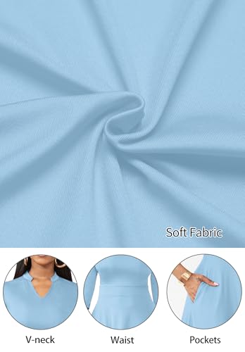 Image of Nmoder Casual Dresses for Women Semi Formal Fit and Flare 3 /4 Sleeve A-line Church Work Dress with Pockets
