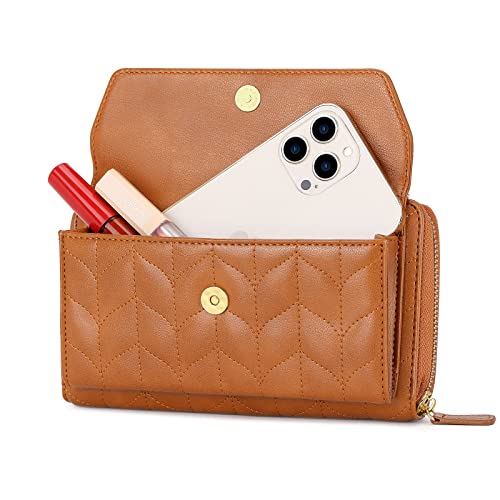 Image of nuoku RFID Blocking Wristlet Wallet for Women, Zip-Around Crossbody Clutch with 2 Removable Straps