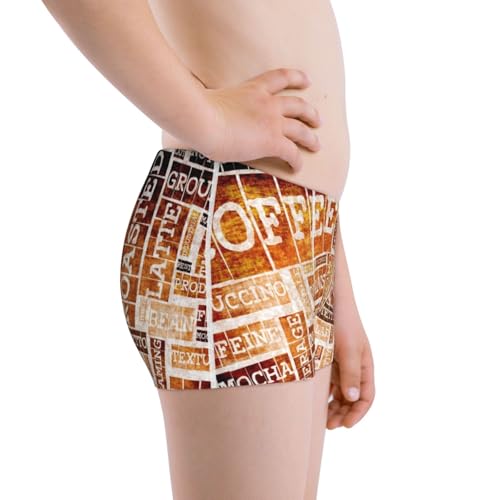 Boys' Cotton Boxer Brief Soft Underwear-Hand Drawn Vintage Coffee2