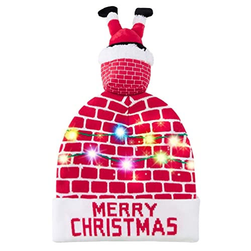 Gehäkelte Weihnachtsmütze 26 Belovecol Weihnachtsmütze LED Mütze Strickmützen Party Beleuchtung...