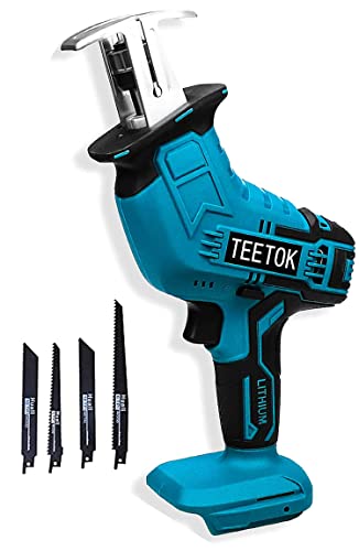 Säbelsäge Ersatz für Makita, TEETOK Akku Säbelsäge, 4 Sägeköpfe, 0-3000SPM Variable Geschwindigkeit, 7/8" Hublänge, Elektrische Säbelsäge für Holz/PVC-Rohr/Baumschnitt (ohne Akku, ohne Ladegerät) Cover