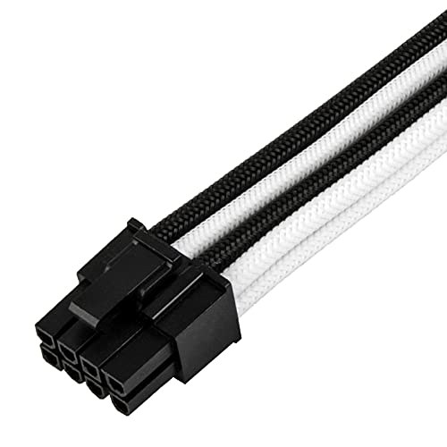 Cable extensor de alimentación PCI-E Silverstone SST-PP07E-PCIBW trenzado negro y blanco 25cm 4