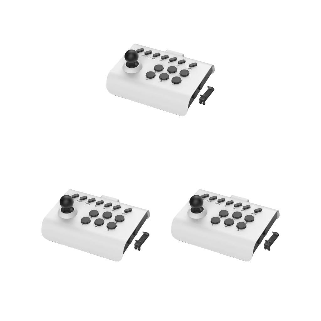 3 set Arcade Rocker Gioco Joystick 13 Pulsanti per Console di Gioco Smartphone Computer Bianco Nero 14.5x7x11.5 cm