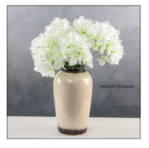 Image of SPHINX Artificial Bougainvillea 5 Heads Bunch Without Vase for Home Decor,Centerpieces, Christmas Decorations, Welcome Reception, Dinner Table decor Approx Height 50 cms- (1 Piece, White)