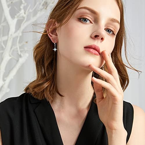 Moonstone Earrings Women 925 Sterling Silver Star Earrings Moonstone Drop Earrings Rainbow Moonstone Jewellery for Women Daughter Girls