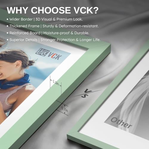 Image of VCK 8x10 Picture Frames 3 Pack, Green Wood Photo Frame, Wall Display