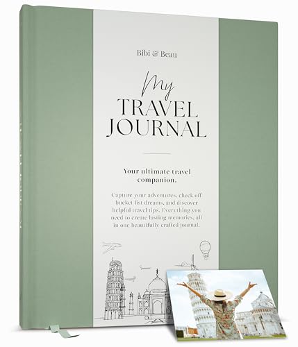 Travel Planner & Holiday Journal for 16 Trips Adventure Scrapbook Bucket List & Travel Diary for Women Men & Couples Gift for Travellers | Sage Green
