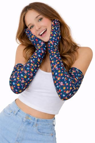 Image of Women's Driving Gloves, Printed Cotton Full Hand Summer Gloves for Protection from Sun Burn /Heat /Pollution (Pack of 1 Pair)