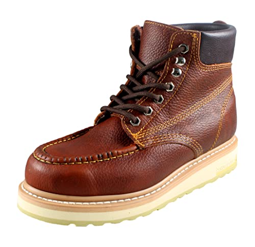 Workmen-V Men's Work Boots Slip Resistant Genuine Leather Lace Up 614 Moc Toe