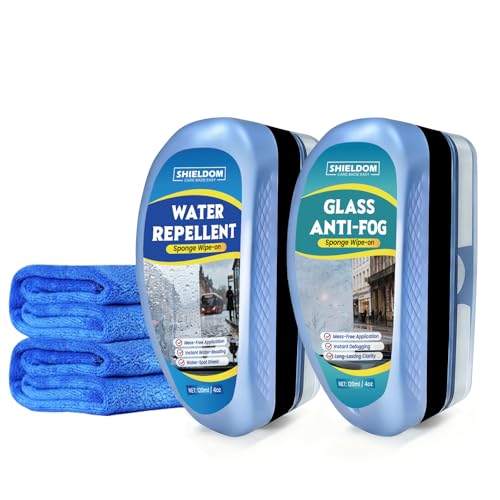 SHIELDOM Anti Fog & Water Repellent for Car Windshield Glass Rain Repellent Defogger Hydrophobic Coating Prevent Fogging for Long-Lasting Clear Vision on Windows, Mirrors, Glasses, Helmet, Shower Door