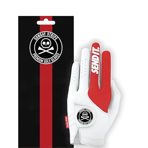 Gant de golf Send It Premium en cuir cabretta souple rouge et blanc avec grip renforcé 2025