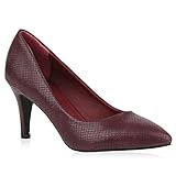  Klassische Damen Pumps Spitze High Heels Basic Stiletto Riemchenpumps Kroko Print Schuhe 105377 Dunkelrot Kroko 36 Flandell