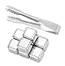 Oggi Stainless Steel Reusable Ice Cubes Chilling Stones Including Ice Tong for Whiskey and Beverages - Set of 8