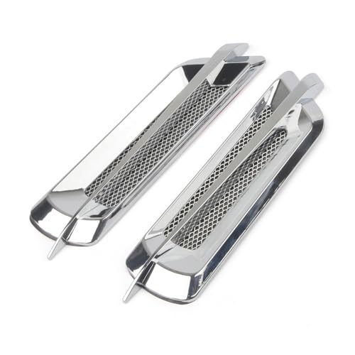 YIDELI ダミー ダクト サイド アクセサリー エアロダクト 車 ボンネット フェンダーダクト ドレスアップ 車 外装装飾 汎用 簡単取付 2個セット (シルバー)