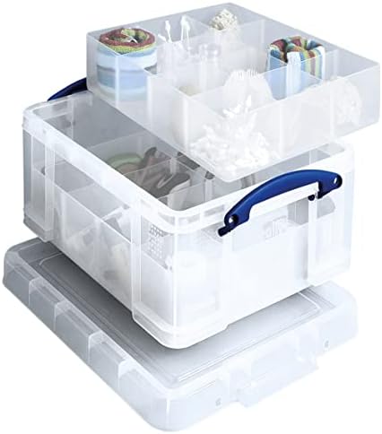 Really Useful Storage Box 21 Litre Storage Box with 2 Trays Clear