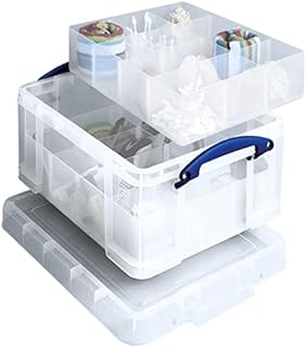 Really Useful Storage Box 21 Litre Storage Box with 2 Trays Clear