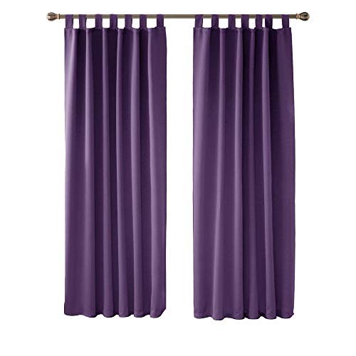 Deconovo Cortinas de Salon Cortinas Termicas Aislantes Frio y Calor para Ventanas Anti Luz con Trabillas 2 Piezas 140 x 210 cm Púrpura Oscuro