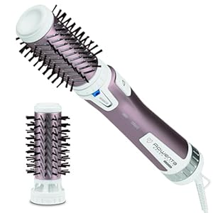 Rowenta Brush Activ Premium Care rotierende Warmluftbürste, Naturborsten für glänzendes Haar, Kaschmir-Keratin-Beschichtung, 2 Bürstenaufsätze 40mm und 50mm, 3 Stufen, Föhnbürste, weiß, CF9540