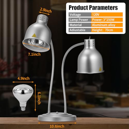 Frypls JR-01 Food Heat Lamp,500W Commercial Grade Adjustable 2-Head Warmer Warming Light thumb #2