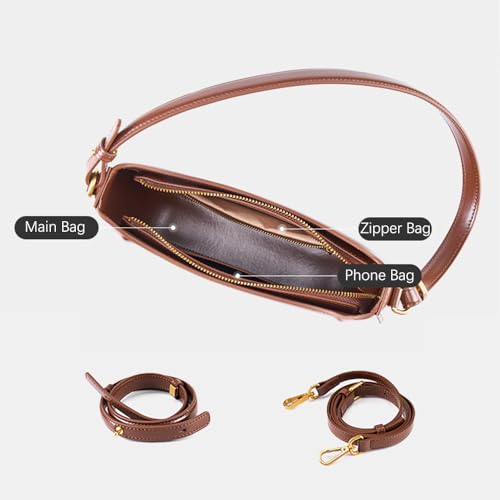 JIUFENG Cowhide Retro Saddle Purse Bag for Women, Womens Crossbody Handbag, Small Sleek Shoulder Bag4