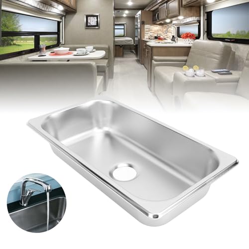 RV Sink, Stainless Steel Kitchen Sink, 12.8x6.93x2.56in, Embedded Hand Washing Basin, with 40mm Drain Outlet - Image 4