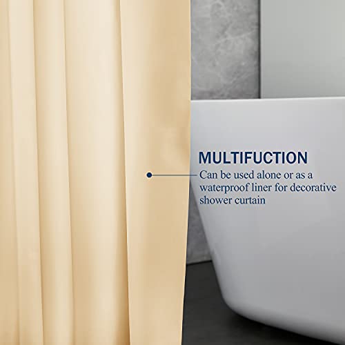 Image of downluxe Shower Curtain Liner, PEVA Plastic Shower Liner with 3 Magnets, 72 inch x 72 inch Waterproof Bathroom Curtain, Ivory, 3 Pack