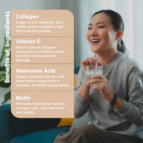 Nutrition Freak Collagen Glow - Collagen Peptides Powder with Glow Up Blend (Hyaluronic Acid, Vitamin C & Biotin), 5000mg Hydrolysed Bovine Collagen per Serving, Unflavoured, 30 Servings |156g - Image 4