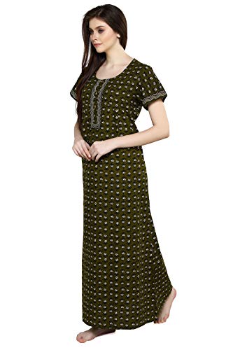 Image of Evolove Women's Cotton Long Maxi Night Gown Nighty Dress with Pocket, Super Soft Comfortable (LNG-Cotton-2)
