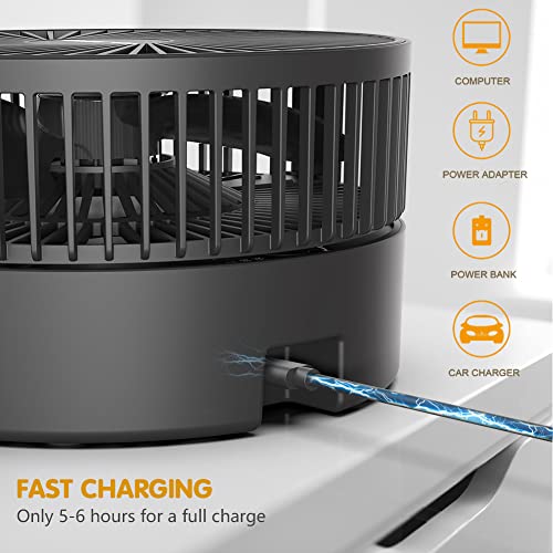 Image of Koonie 10000mAh Battery Operated Oscillating Fan, 8 Inch Portable Foldaway Fan, Rechargeable Desk Fan with 20H Work Time, 3 Speeds, Height Adjustment, Super Quiet for Home Camping Tent Travel Outdoor