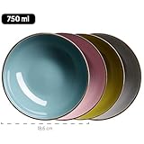 MÄSER 931726 Metallic Rim, Modernes Geschirr Set für 4 Personen mit messingfarbenem Rand, 16-teiliges Kombiservice mit randlosen Coupe-Formen, bunt, Steinzeug, Fresh