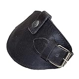 Hide & Drink, Motorcycle Boot Protector with Buckle Closure, Protects Shoe from Shifter, Biker Gear, Shoe Cover, Rustic Guard, Full Grain Leather, Handmade, Charcoal Black