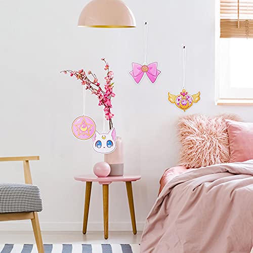 Car Air Freshener Anime Moon Cat Artemis Incense Chips, Car Rearview Mirror Pendant, 4 Styles And Scents Of Anime Moon Cat Artemis Hanging Scented Ornament Vent Decoration Cute Aromatic Accessories For Car Home Party Supplies Birthday Gift #TOP4