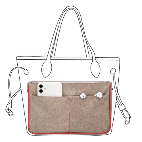 Lckaey Organizador de bolsa de nylon para bolsa Neverfull Organizadores para bolsa Longchamp e Goyard 3091Brown-M
