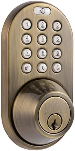 MiLocks DF-02AQ Electronic Keyless Entry Touchpad Deadbolt Door Lock, Antique Brass