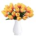 Bomarolan Artificial Tulip Fake Holland Mini Tulip Real Touch Flowers 24 Pcs for Wedding Decor DIY Home Party (Sunset Color)