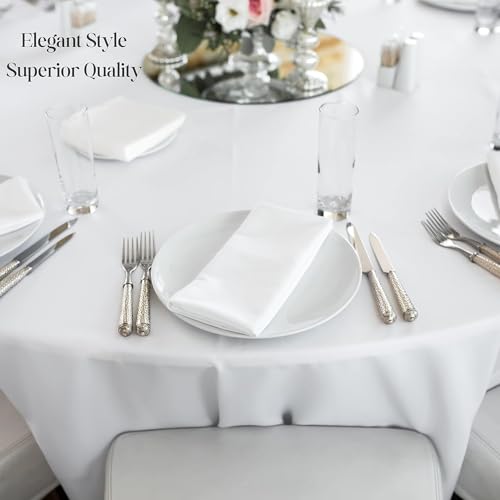 Cozy Luxe Home TC12PK 12-Pack White Round Paper Tablecloths - 82In Linen-Like Disposable Tablecloth thumb #3