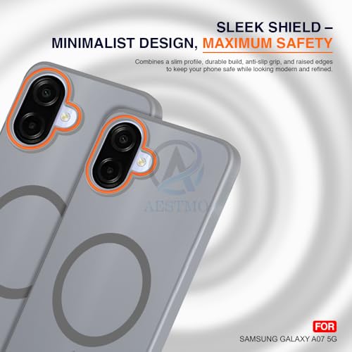 Image of AESTMO Samsung Galaxy A07 / M07 / F07 / F70E Back Cover | Slim Hard Shell | Matte Frosted Hard Back Translucent Back Cover for (Compatible with MagSafe Accessories, Grey)