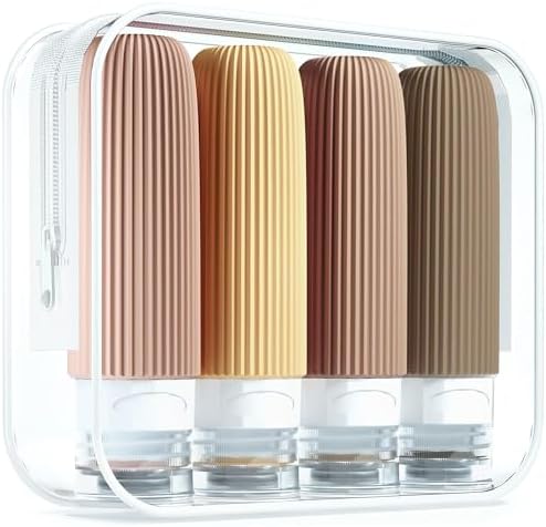 Kit de Frascos de Viagem para Cosméticos, 4 Peças, Design Canelad...