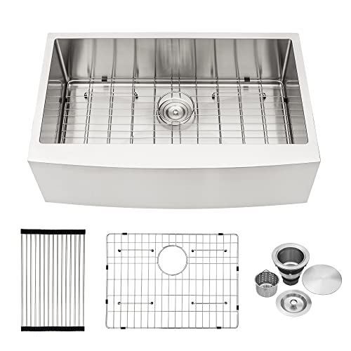 33 Inch Farmhouse Kitchen Sink - Beslend 33”X21”X10” Stainless Steel Apron Front Farm Sink 10 Inch Deep 16 Gauge Single Bowl Farm Sink #TOP5