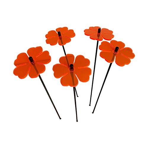 Sun Catcher Garden Decor Lot de 5 piquets de Jardin Lumineux à Double Fleurs - 25 cm de Haut - pour intérieur et extérieur - Couleur : Orange