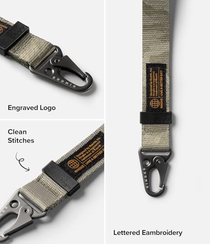 Image of Ringke Tactical Webbing Hand Strap with Patch [Heavy Duty Tactical Carabiner] Durable Anti-Tear Multi-Purpose Phone Wrist Strap for Travel, Hiking, etc