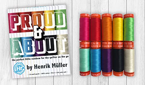 Aurifil set de 10 carretes pequeños de hilo 50wt colores variados miniatura 3