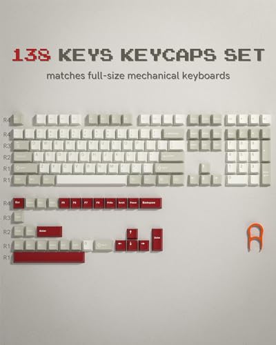 Image of Womier Keycaps, Custom PBT Doubleshot Keycaps 60 65 75 100 Percent, Cherry Profile Retro Keycaps, 61 /64 /68 /84 /87 /100 /104 /108 Gaming Mechanical Keyboard Keycaps, 132 Keys Keycaps Set - Vintage Grey