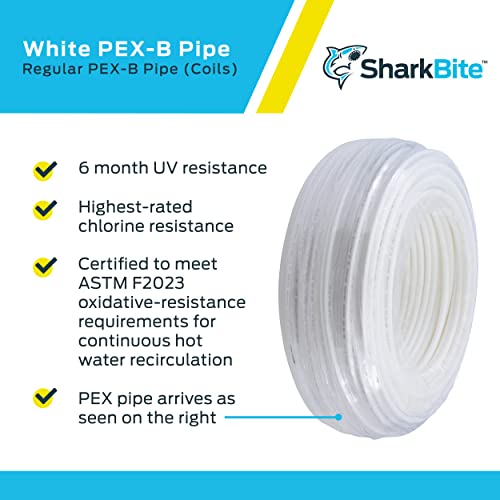 Sharkbite 1/2 Inch X 500 Feet White Pex-B, Pex Pipe Flexible Water Tubing For Plumbing, U860W500 #TOP3