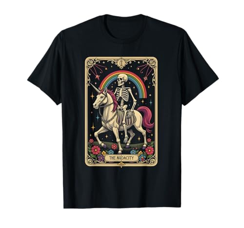 The Audacity Tarot Card Skeleton Gothic Unicorn T-Shirt
