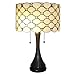 Serena D'italia Tiffany Style Table Lamps Contemporary, Diamond Pattern Stained Glass Lamp with Jewels, Standing Lamp with Double Pull Chain (White)