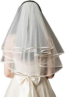 White Short Wedding Veil Pearl Rhinestone Bride Veils Bridal Veils Bachelorette Party Veil for Brides and Women