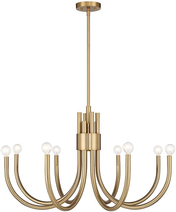 Savoy Essentials 1-6682-15-127 Sorrento Traditional Scandinavian 2-Tiers Round Chandelier, 15-Light 900 Total Watts, 29" H x 42" W, Noble Brass