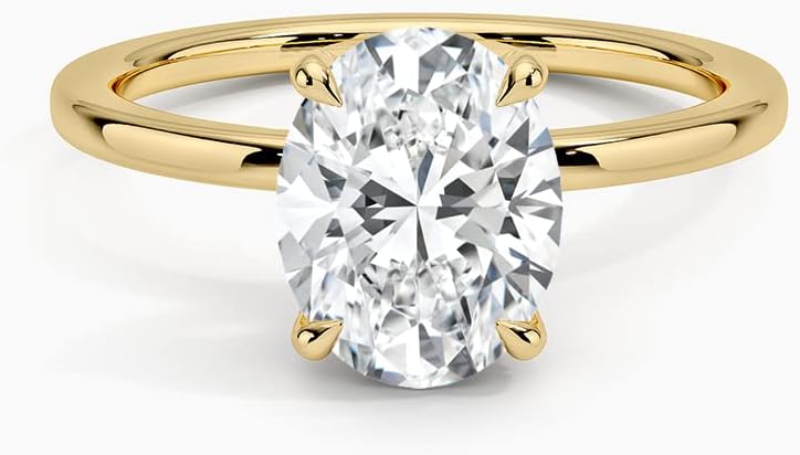 1-3.0 Carat Oval Moissanite Solitaire Hidden Halo Engagement Ring with Accents Lab Created Diamond In 14k White Yellow Rose Gold For Women,D-VVS1 Promise